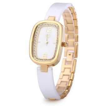 George Smith Female Quartz Watch Rectangle Artificial Diamond Slender Shell Splic Stainless Steel Band Wristwatch - intl  