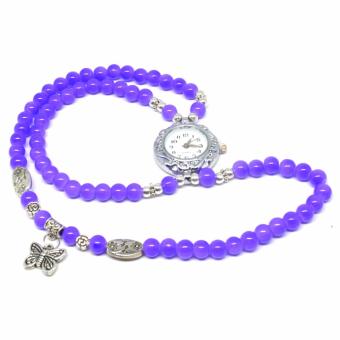 Girl Fashion Stylis Butterfly Bracelet Quartz Watch - Purple  