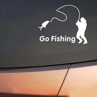 Gambar Go Fishing Car Sticker Truck Window Bumper Decal White   intl