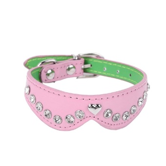 Gambar Gracefulvara Pet Puppy Dog Cat Collar Rhinestone Collar Pink Buckle Necklace Strap PU Leather Pink   intl