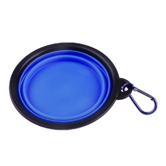 Gambar Gracefulvara Portable Collapsible Pet Dog Cat Travel Water Dish Feeding Bowl Silicone Feeder Blue   intl