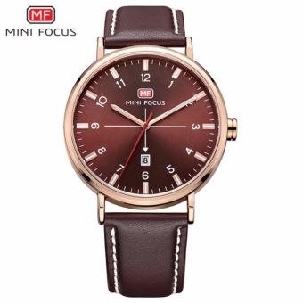 Great Premium MINI FOCUS MF0019G Brand Men 2017 Fashion Casual Watches Men Sport Military Quartz Analog Date Clock Man men Wristwatch Genuine Leather - Brown  