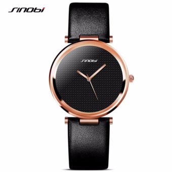 Great SINOBI 9393 New Fashion Minimalist Women's Rose Wrist Watches Leather Watchband Luxury Brand Simple Ladies Geneva Quartz Clock 2017 - Black Gold  