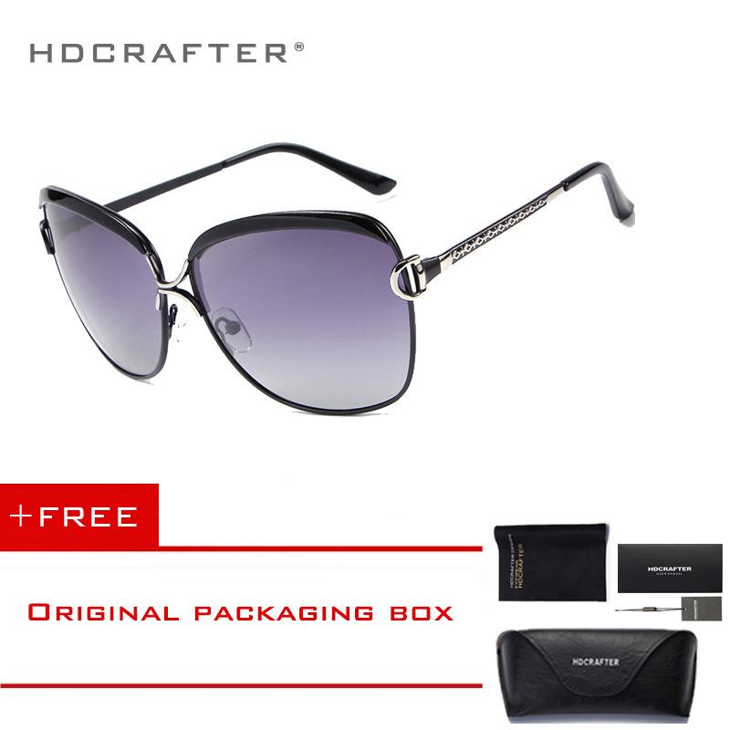 HDCRAFTER 2017 Star Mewah Bergaya Wanita Sunglasses Elegan Wanita Polarized Lens Brand Desain Berjemur Kacamata Dengan Case Grosir E016