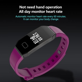 Heart Rate Monitor Blood Pressure Blood Oxygen Monitoring Bluetooth Smart Wristband Violet - intl  