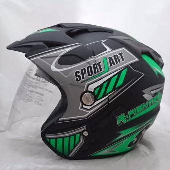 Gambar Helm 2 kaca double visor Sport Black doff green