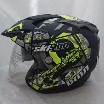 Gambar Helm DMN 2 kaca (double visor) 2 kaca Ski doo b doff Yellow