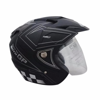 Gambar Helm Dmn 2 kaca (double visor) Moto gp Black doff abu