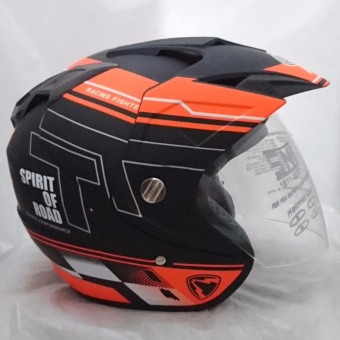 Gambar Helm DMN 2 kaca R 9 Black doff Orange