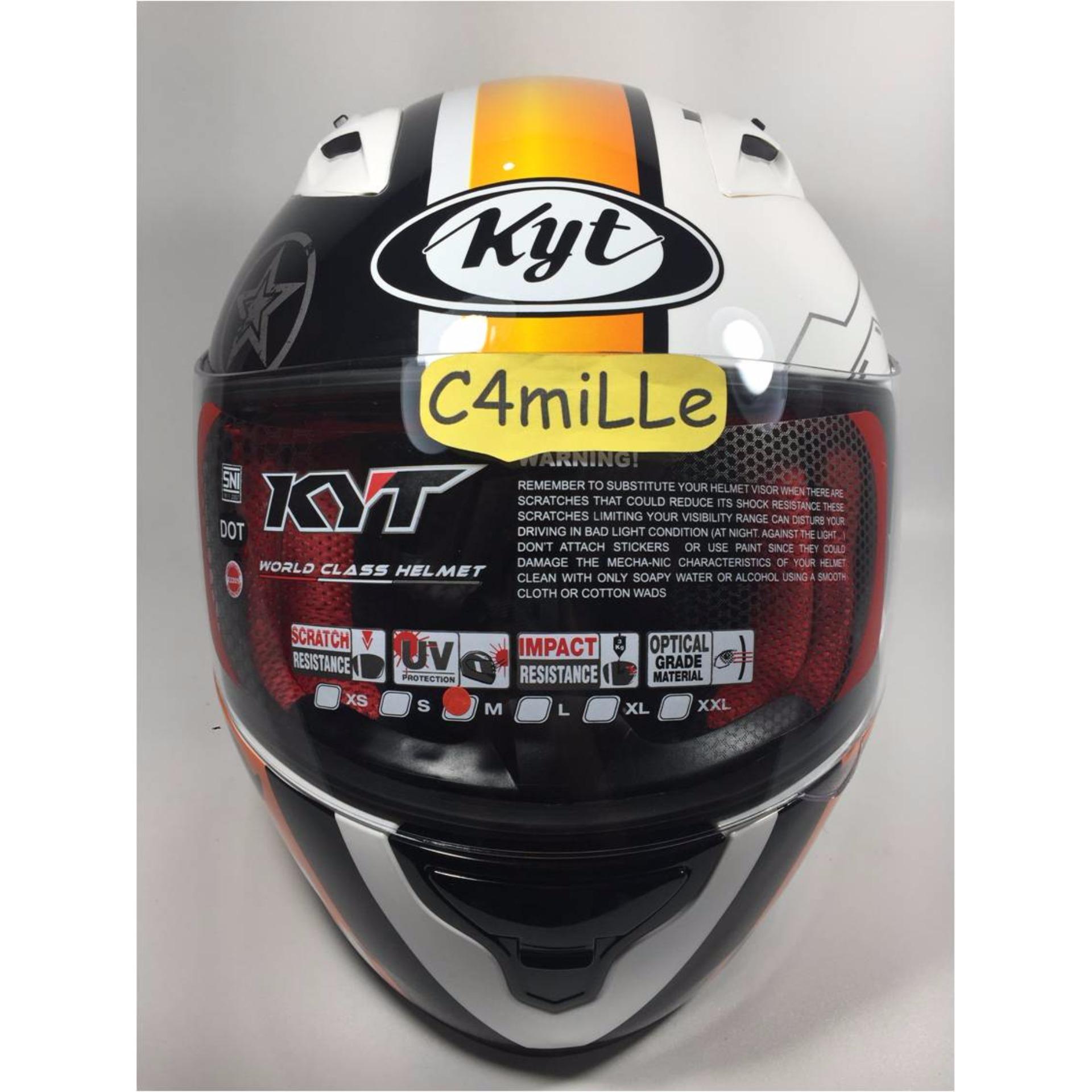 ... HELM KYT RC7 RC 7 MOTIF #11 WHITE ORANGE FULL FACE ...