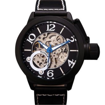 hongtai BIG CROWN watches men luxury brand winner sports militaryskeleton wristwatches automatic wind mechanical watch leather strap - intl  