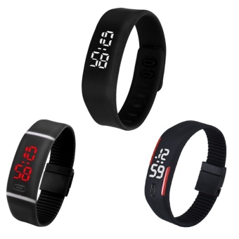 Hot! Unisex Men Women LED Sports Running Watch Date Rubber Bracelet Digital Wrist Watch - intl  