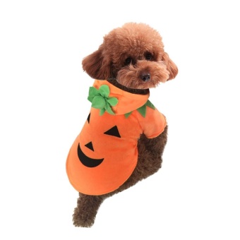 Gambar huaxian Dog Halloween Pumpkin Costume With Hood For Small Dogs(L)  intl