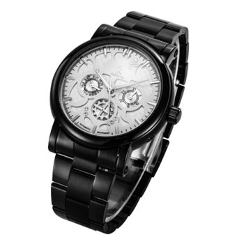 IK 98128 Female Watch Three Six-pin Multi-functional Automatic Mechanical Watches Watches Couple Watches Black Face Silver Shell MZ8U7 (Color:c1) - intl  
