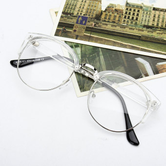 Retro Style Women Men Nerd Glasses Clear Lens Eyewear Round Metal Frame Glasses - intl