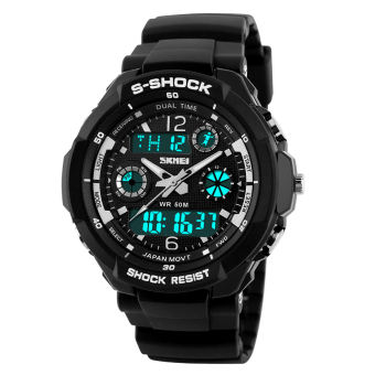 SKMEI 0931 kuarsa Digital LED Pria jam tangan sport abu abu keperakan L .
