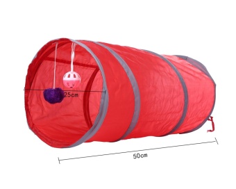 Gambar iokioh Collapsible Cat Tunnel Toy With Balls For Pet Play 19.7x9.8Inch, Red   intl