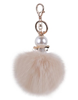 Gambar iokioh Women Artificial Fur Ball Pom Pom Keychain With Key Clip ForCar Key Ring Or Bag (Khaki)   intl