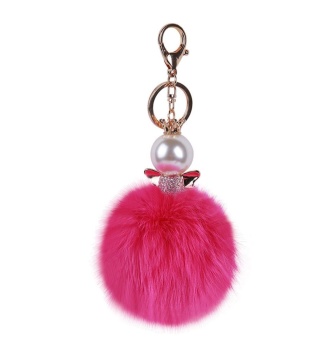 Gambar iokioh Women Fox Fur Ball Pom Pom Keychain With Key Clip For CarKey Ring Or Bag (Roseo)   intl