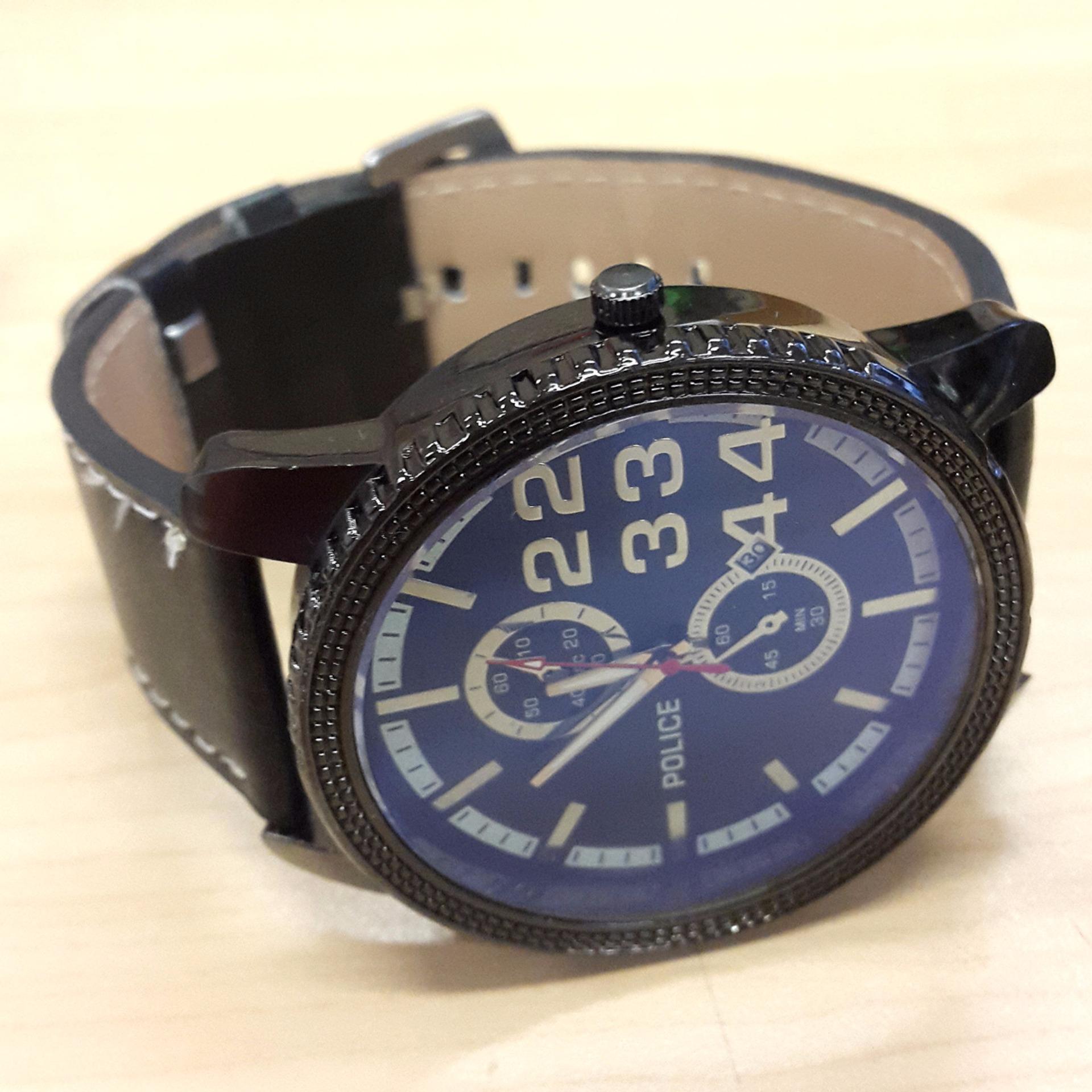 Anggaran Terbaik JAM PRIA POLICE NUMBER STRAP KULIT HITAM CHRONO JAM PRIA POLICE NUMBER STRAP KULIT HITAM CHRONO VARIATION