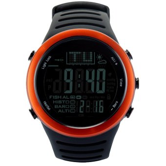 Gambar jam tangan digital jam tangan pria dengan prakiraan cuaca alat pengukur tinggi Barometer pengukur suhu tinggi untuk mendaki memancing olahraga luar ruangan