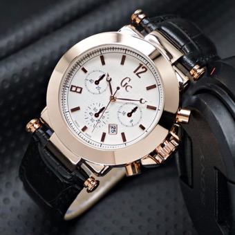 jam tangan fashion wanita gc-leather strap-case rose gold  