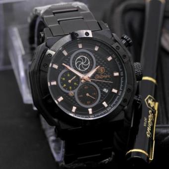 Jam Tangan Original Tetonis Paket Pria + Free Pulpen Tts5995MR Hitam  