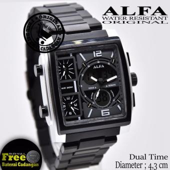 Gambar Jam Tangan Pria   Alfa Original   AD2 880054BTH   Dual Time   Strap Stainless Steel