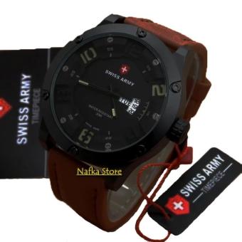 Jam Tangan Pria Swiss Army - Strap Kulit - Cokelat Tua - SA 7567 H-RZ  