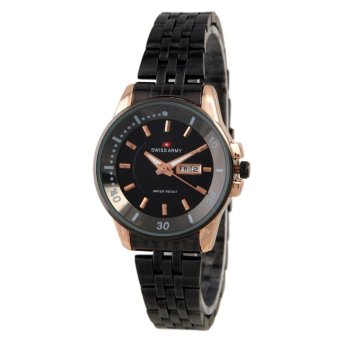 Jam Tangan Swiss Army Ladies Elegant- Hitam - Stainless Steel - SA 1012 BLGOLD  