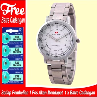 Jam Tangan Wanita Swiss Army time Elegant - Silver - Stainless - SA 5108 Rantai  