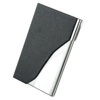 Gambar jiaukon Black PU Leather and Stainless Steel Business Name CardCase Holder   intl