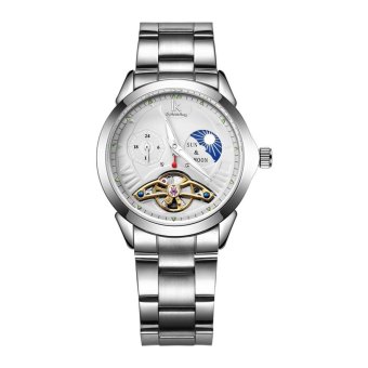 Jiaukon IK 2016 Moon Phase Function Lxuury Watch Women 24 Hours Full Steel Band Gold Skeleton Automatic Mechanical Watches (silver White) MZKWH - intl  