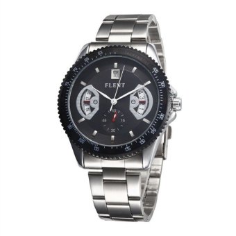 jiaxiang Flent mechanical watch with black men round dial stainlesssteel watch sports watch (OVERSEAS) - intl  