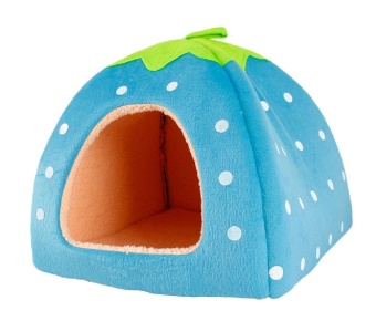 Gambar koklopo Blue Strawberry Pet House Bed With Warm Plush Pad (L)  intl