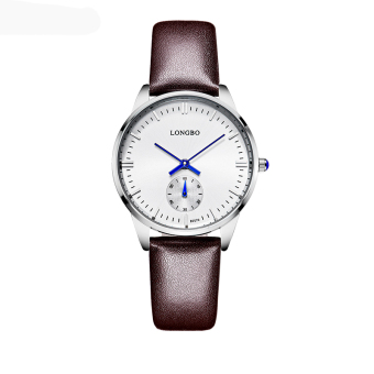LONGBO Luxury Brand Leisure Wrist Watch Couple Watch Military Quartz Leather Band Waterproof Brown 80070  