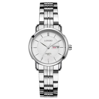 LONGBO Women Stainless Steel Calendar Casual Quartz Sport Wrist Watch (White)  