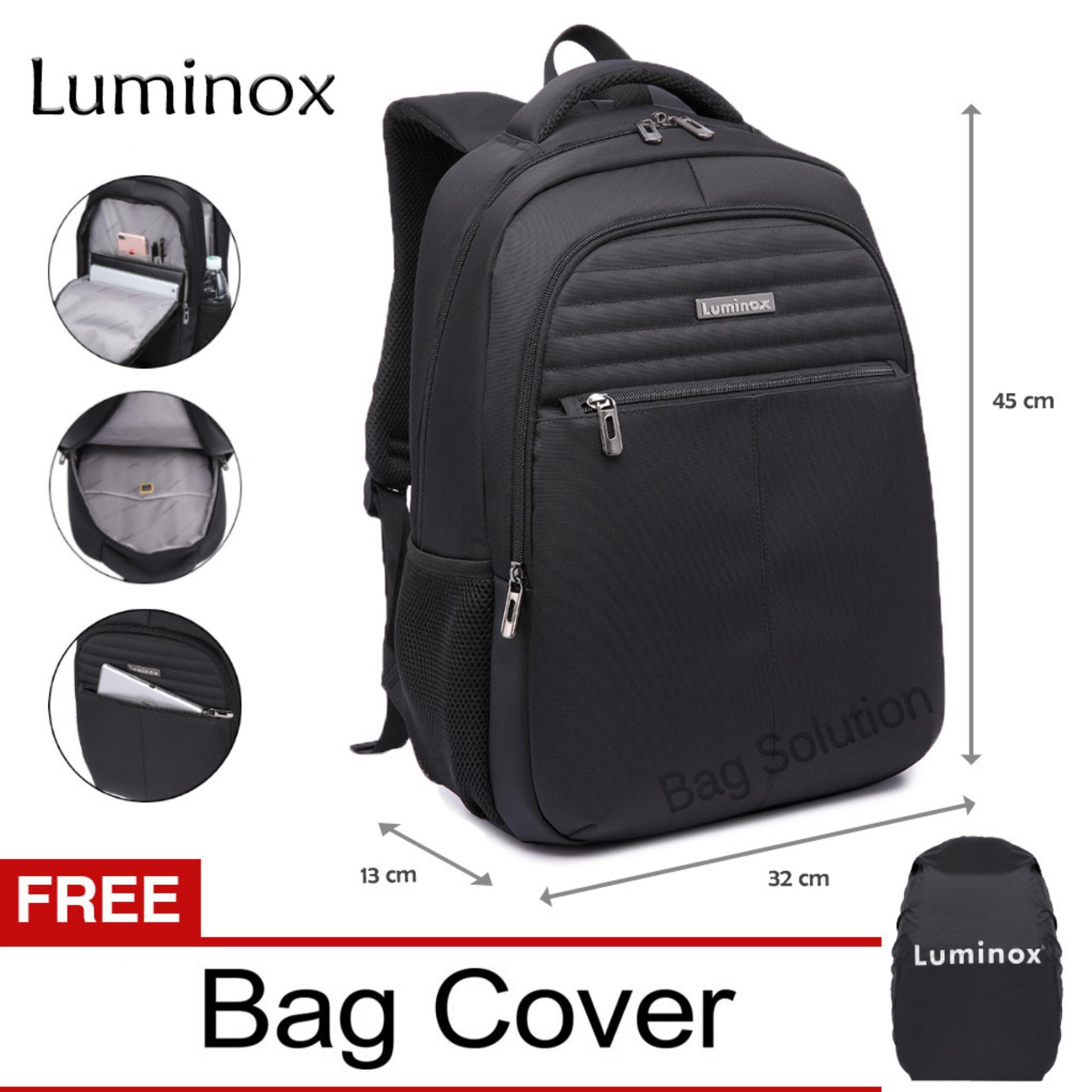 Luminox Tas Ransel Laptop - Tas Pria Tas Wanita Tas Laptop - Backpack Up to 15 inch Anti Air 5911 - Hitam Bonus Bag Cover