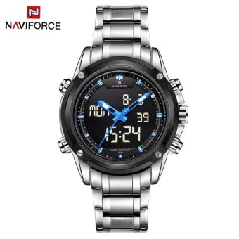 Luxury Dual Movt Men Quarz Watches Analog Digital LED SportMilitary Wrist Watch Chronograph (silver blue) - intl  