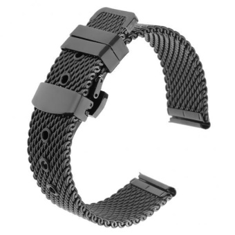 MagiDeal 20mm Stainless Steel Bracelet Wrist Watch Band Strap Safety Clasp Black - intl  