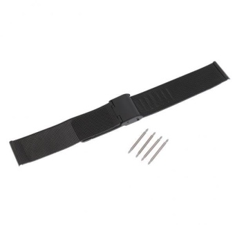 MagiDeal Mesh Stainless Steel Bracelet Wrist Watch Band Strap Safety Clasp Black 20mm - intl  