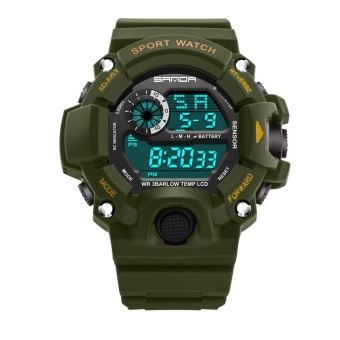 Man Sports Fashionable Multi Function Waterproof Electronic Wrist Watch(Green)-one size - intl  