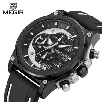 MEGIR MN2051G Quartz Men Sport Watch Big Dials Silicone Strap Army Military Watches Clock Men Chronograph Wristwatches - intl  