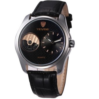Men Leather Strap Mechanical Watch Color Black - intl  