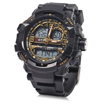 Men LED Digital Luminous Quartz Watch Analog Outdoor Sport DualMovt Military Wristwatch (black and golden) - intl  