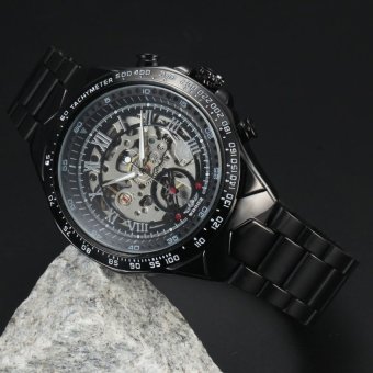 mengyanni Men Luxury Automatic Skeleton Sport Style Watch WinnerBlack Dial Stainless Steel Horloge Watches Clock Men MilitaryWristWatch - intl  