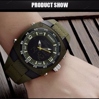 mengyanni watches men luxury brand BOAMIGO military army outdoorsports watches Dual Time Quartz Digital Watch rubber bandwristwatches - intl  