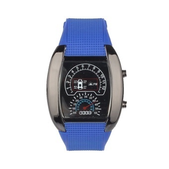 Mens Lady Sports Car Meter Aviation Turbo Dial Flash LED Watch Gift Blue - intl  