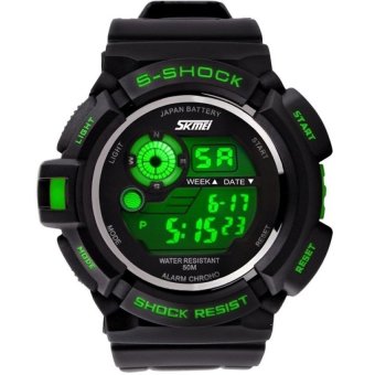 Mens Multi Function Sports Wrist Watch Dive 50M Waterproof LEDDigital Alarm (Green) - intl  