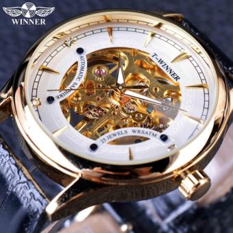 Mens Watches 2016 Fashion Black Golden Star Luxury Design Clock Top Brand Luxury Mechanical Skeleton Watch Male Wrist Watch - intl  
